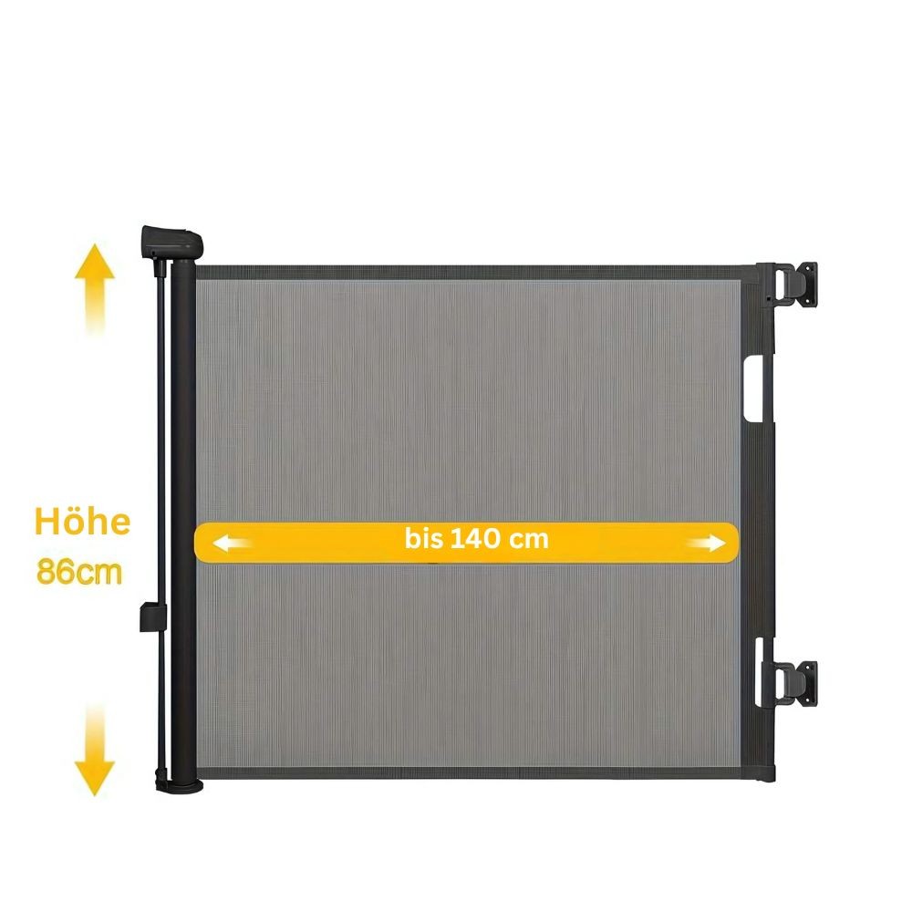 ausziehbares Türschutzgitter / Treppenschutzgitter, bis 150 cm - schwarz