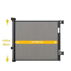 ausziehbares Türschutzgitter / Treppenschutzgitter, bis 180 cm - schwarz