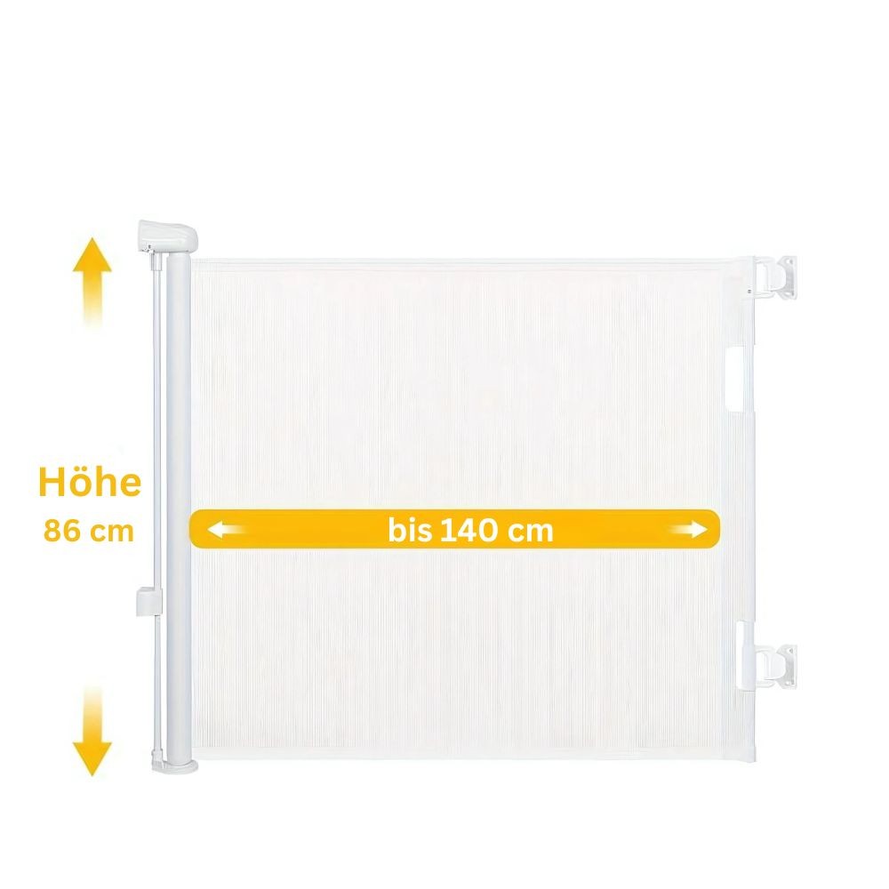 ausziehbares Türschutzgitter / Treppenschutzgitter, bis 140 cm - weiss