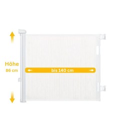 ausziehbares Türschutzgitter / Treppenschutzgitter, bis 140 cm - weiss