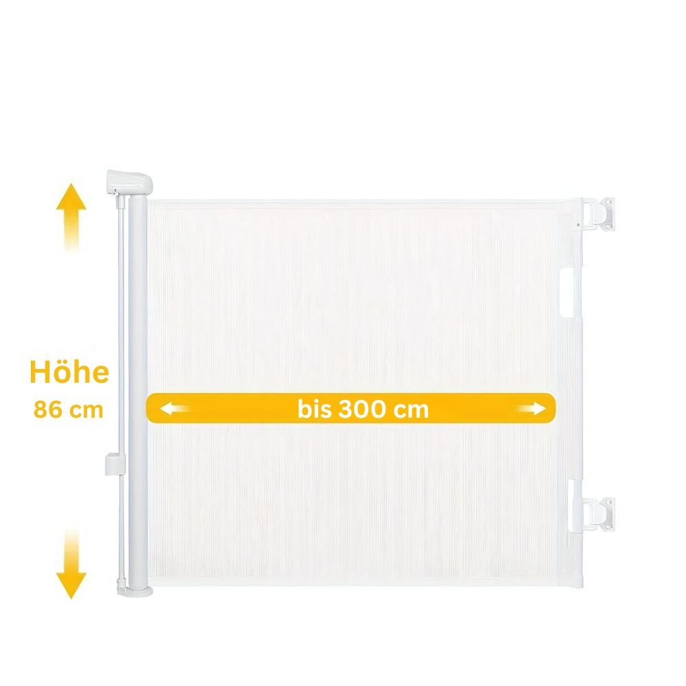 ausziehbares Türschutzgitter / Treppenschutzgitter, bis 300 cm - weiss