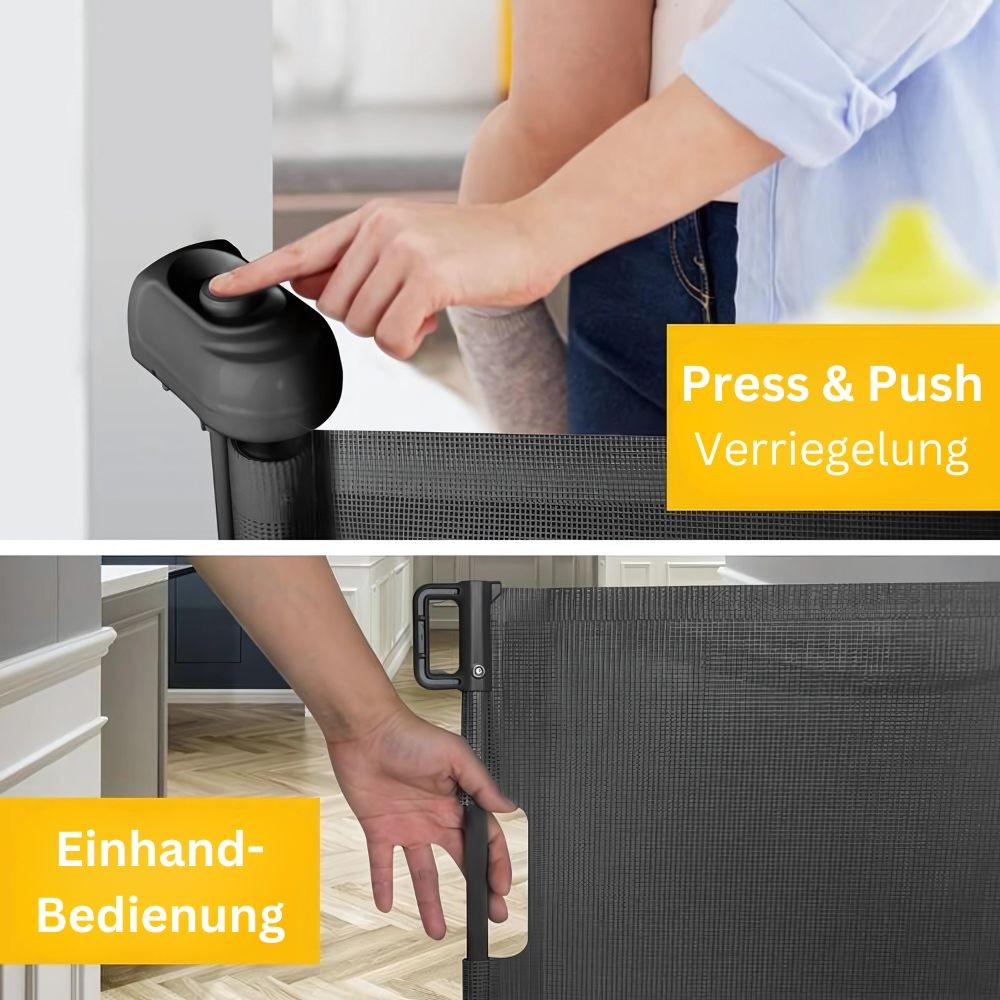 ausziehbares Türschutzgitter / Treppenschutzgitter, bis 300 cm - grau