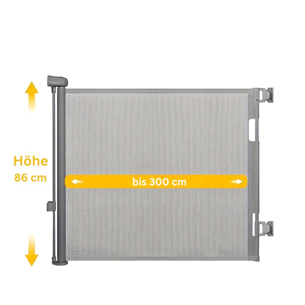 grille de protection de la porte extensible / grille d'escalier, jusqu'à 300 cm - gris