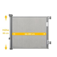 garde de porte extensible / grille d'escalier, jusqu'à 180 cm - gris