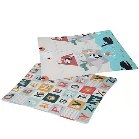 faltbare Spielmatte zweiseitig ABC/ Tiere, 150 x 180 cm