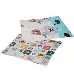faltbare Spielmatte zweiseitig ABC/ Tiere, 150 x 180 cm