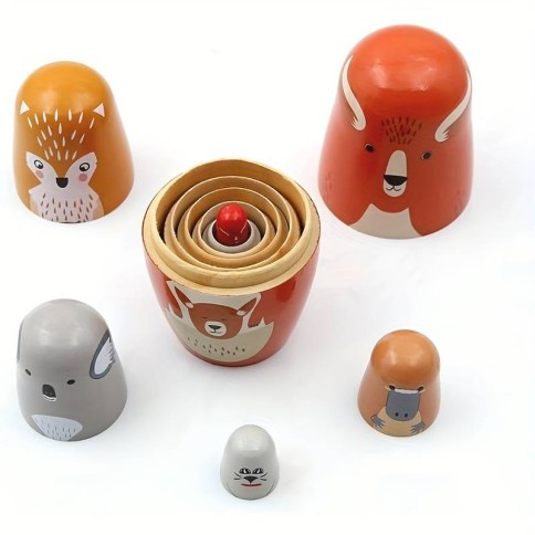 Matryoschkas / poupées de nid de bois, amis forestiers