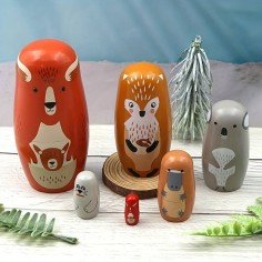 Matryoschkas / poupées de nid de bois, amis forestiers