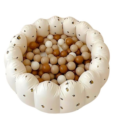 bain de boule gonflable avec 50 balles, ivoire / citron