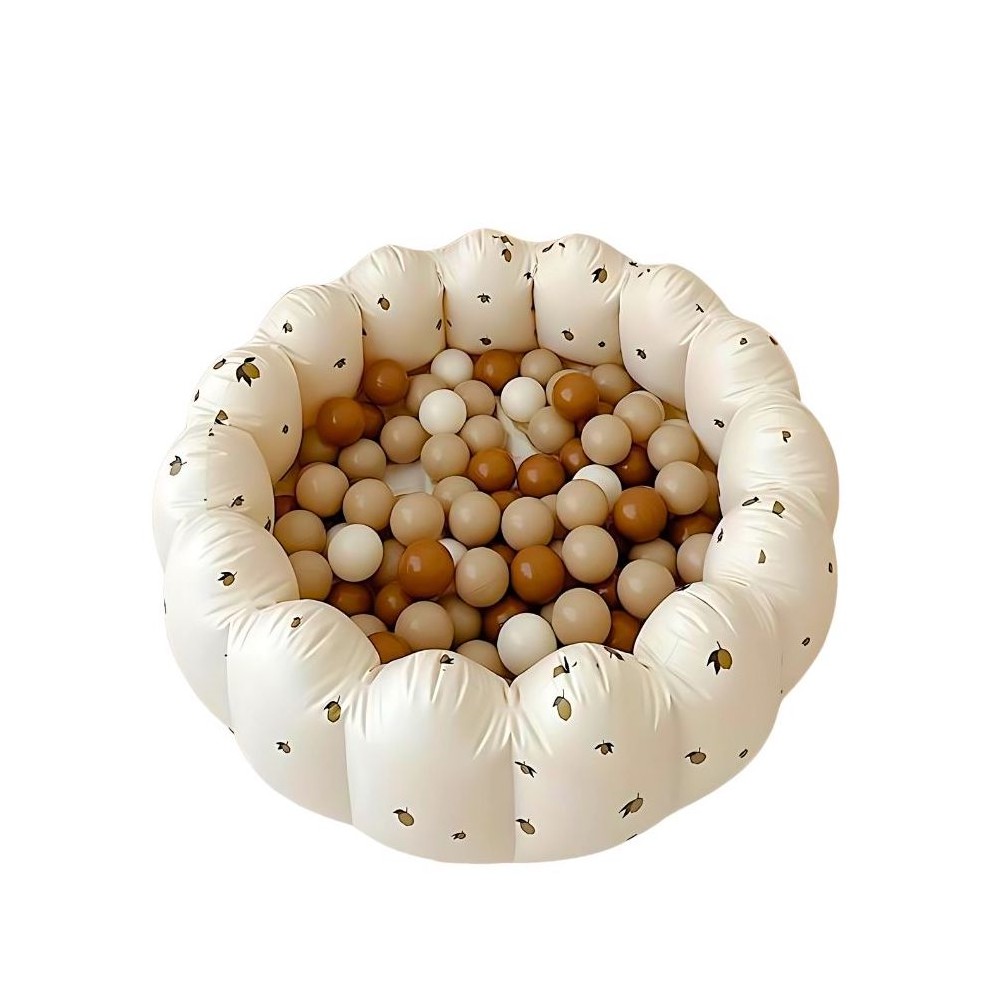 bain de boule gonflable avec 50 balles, ivoire / citron