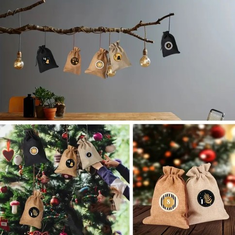 Adventskalender DYI mit Jutetaschen zum Aufhängen