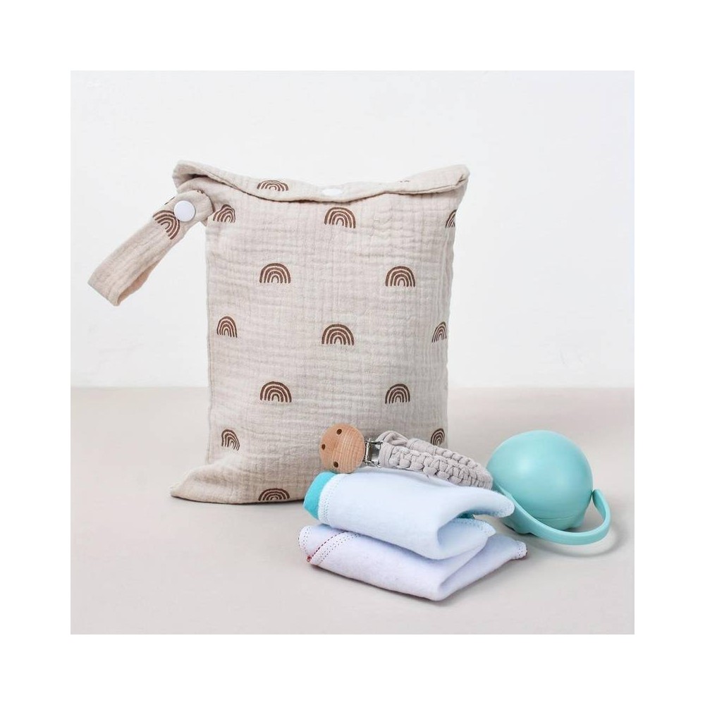 Windeltasche/ Kulturbeutel aus Musselin Baumwolle, Regenbogen