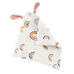 Tissu câlin en coton mousselin, arc-en-ciel - rose