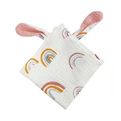 Tissu câlin en coton mousselin, arc-en-ciel - rose