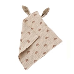 Schmusetuch aus Musselin-Baumwolle, Regenbogen - Beige