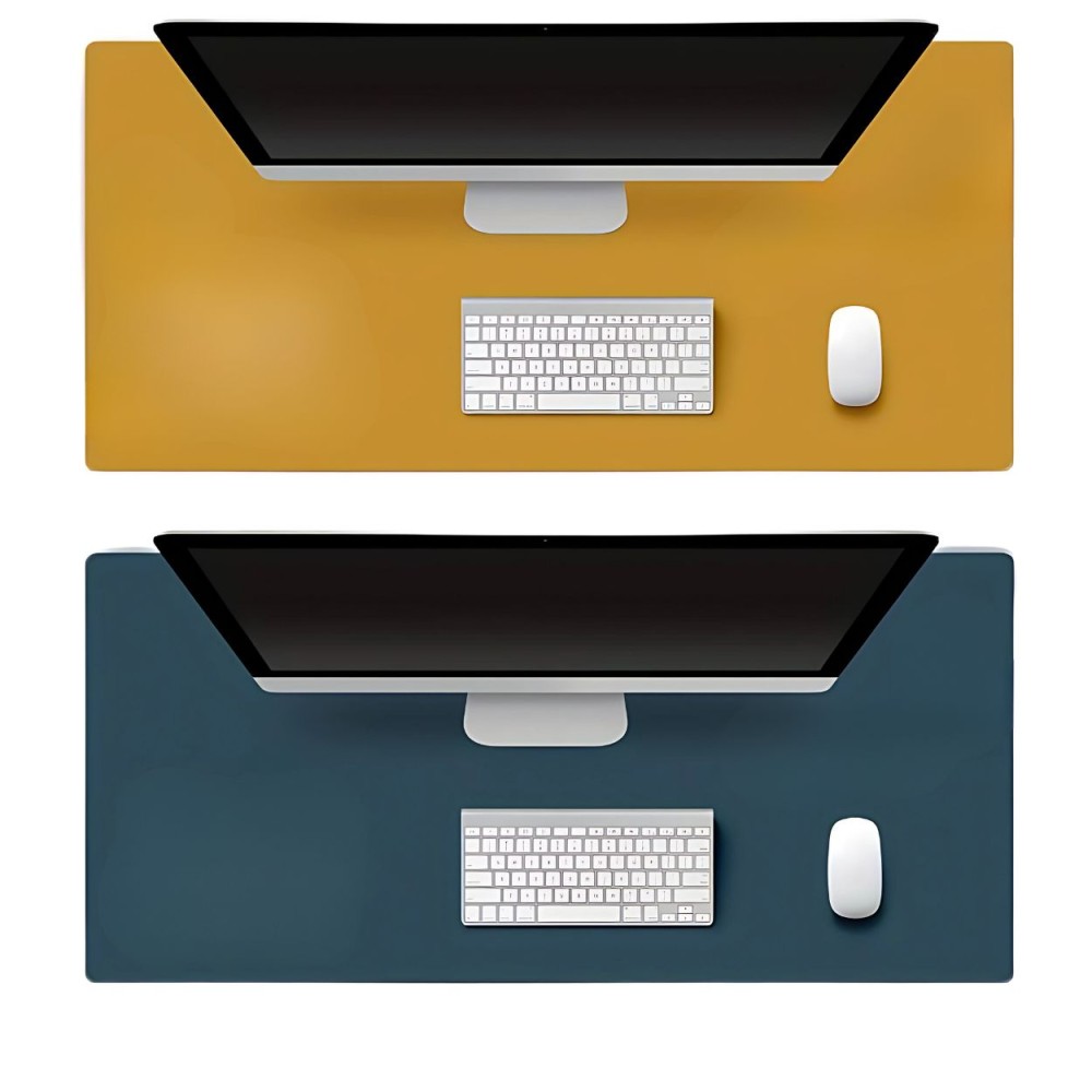 doppelseitige Schreibtischmatte, Mustard/ Nachtblau