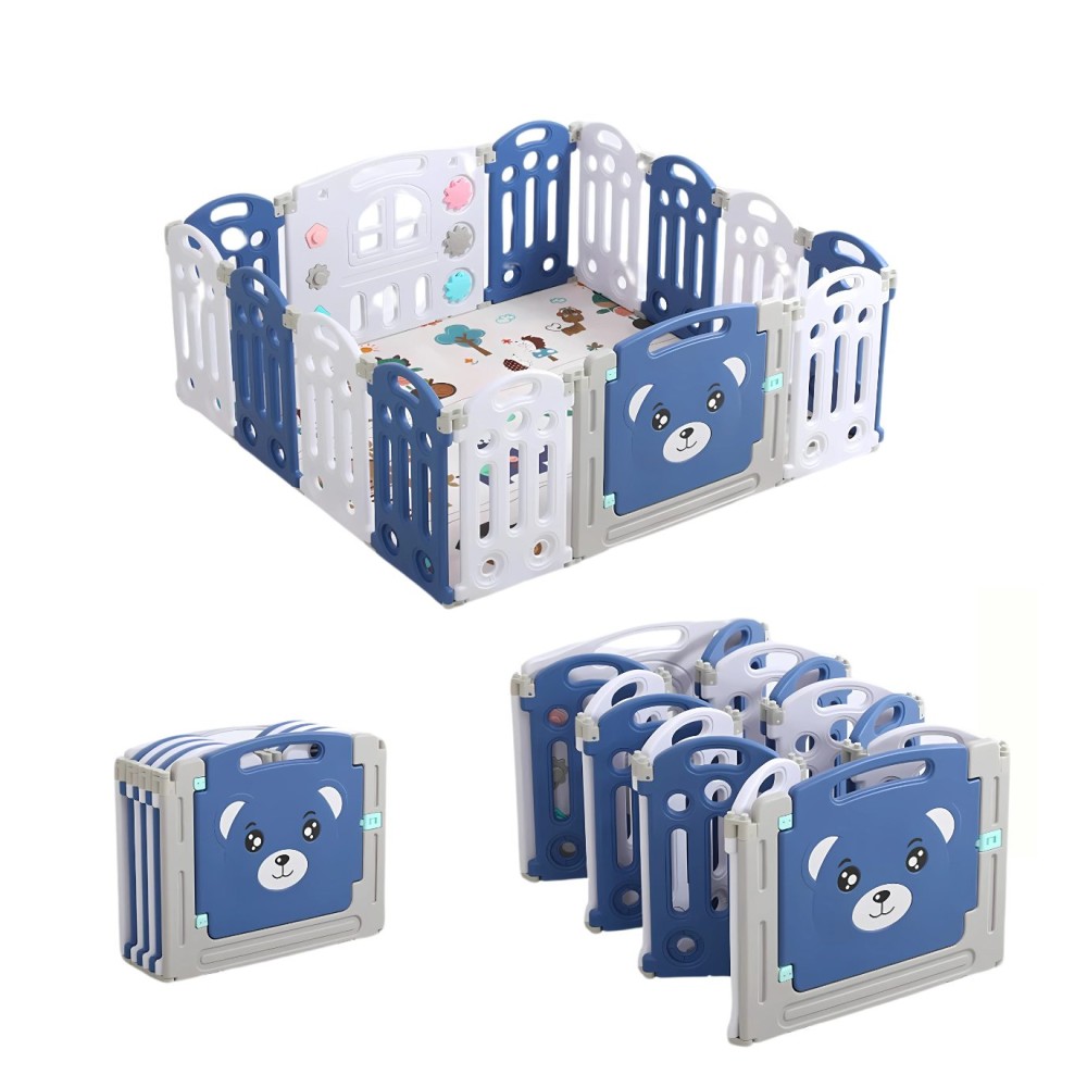 klappbares Laufgitter/ Laufstall + Spielmatte, 150 x 180 cm