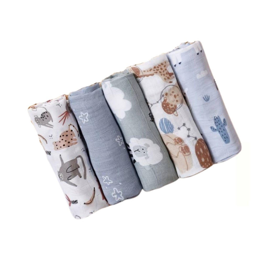 Mulltuch / Spucktücher Set, 5 Stück, Grey Mist