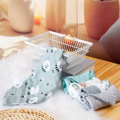 Waschlappen-Set aus zweischichtiger Musselin-Baumwolle, Grau