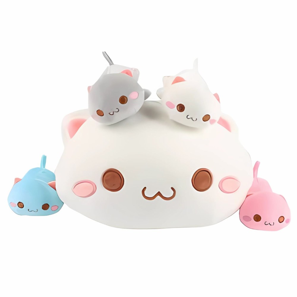 Plüsch Mama Katze + 4 Kätzchen, Kawaii - 40 cm