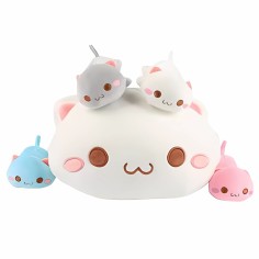 Plüsch Mama Katze + 4 Kätzchen, Kawaii - 40 cm