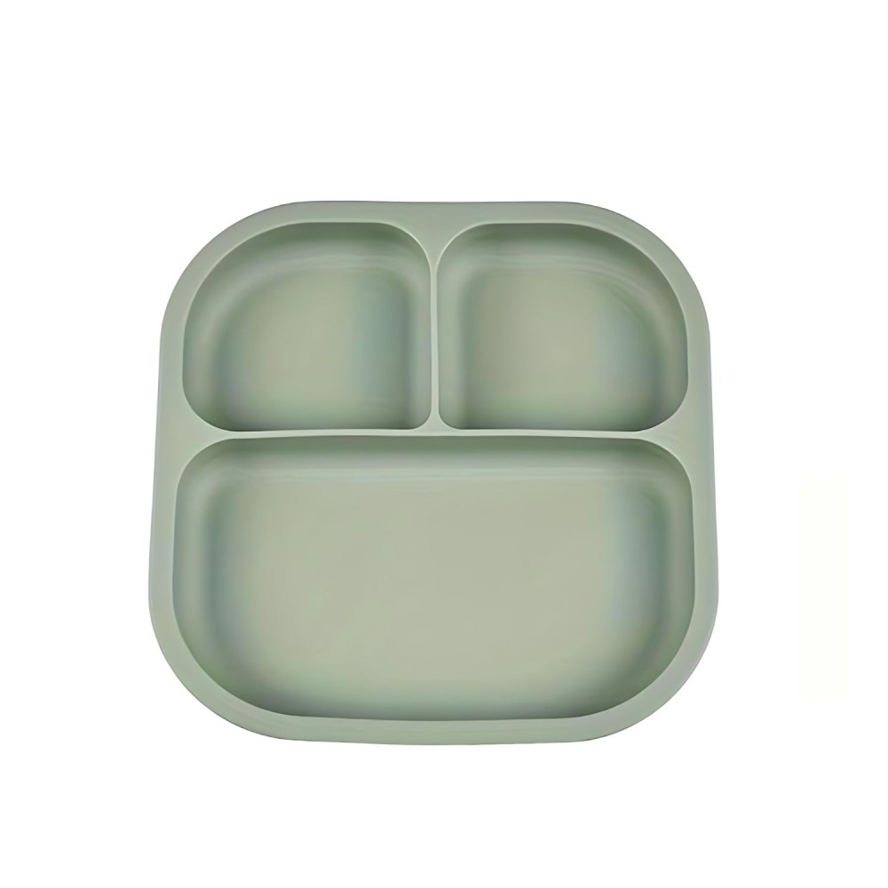 Silikon Teller mit Saugknöpfen, Forest Green