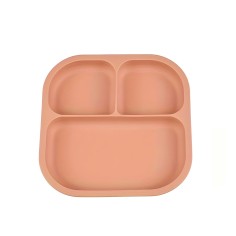 Silikon Teller mit Saugknöpfen, Peach