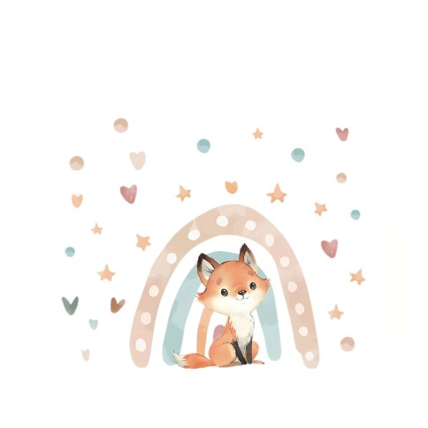 Wandsticker, Fuchs & Regenbogen