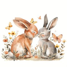 Wandsticker, Aquarell Häschen