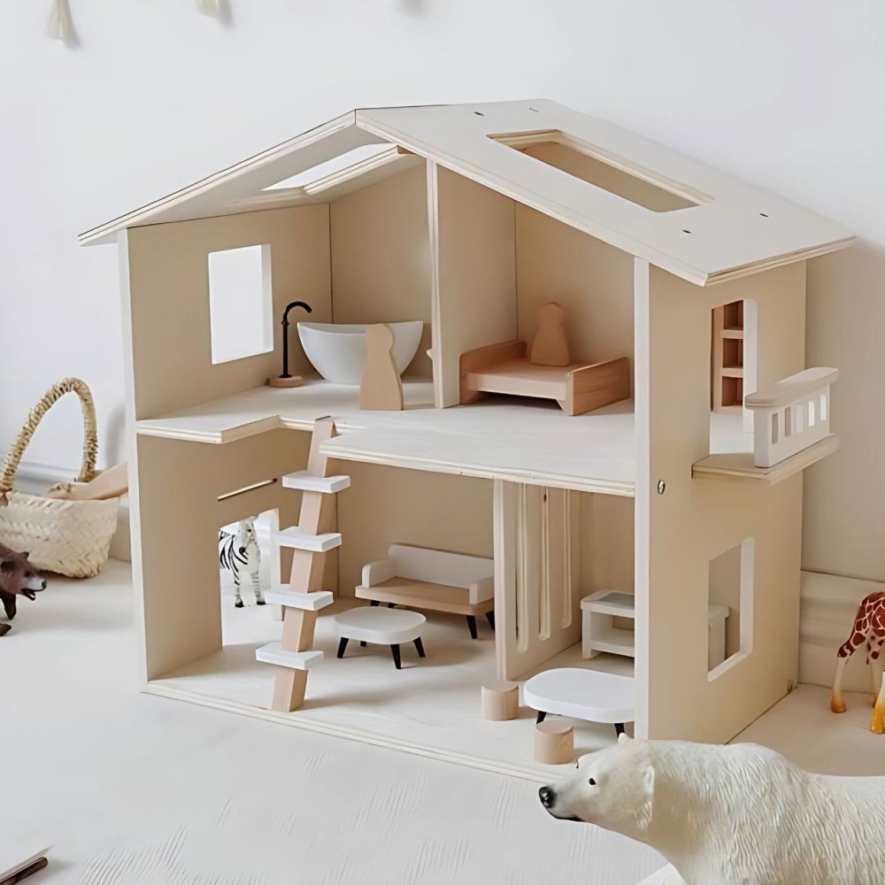 Holz Puppenhaus mit Möbel