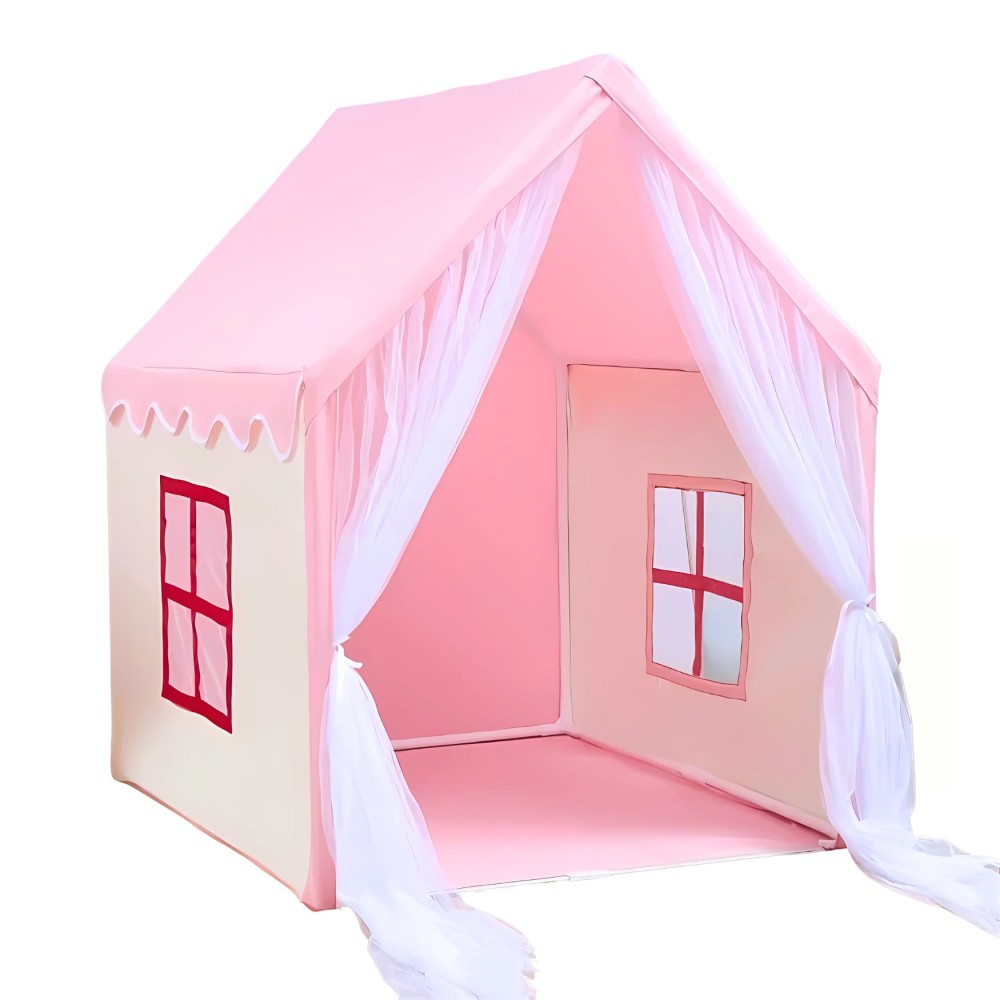 Spielhaus/ Spielzelt mit Vorhang, Rosa