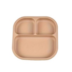 Silikon Teller mit Saugknöpfen, Toffee