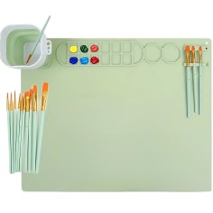 Silikon Malunterlage + 10 Pinsel, Mint