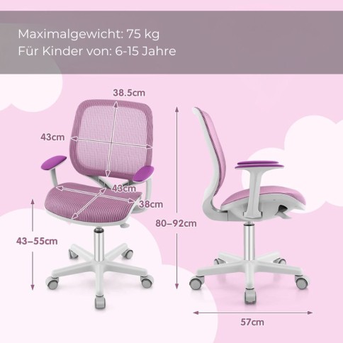 Kinder Schreibtischstuhl/ Kinderbürostuhl, Pink