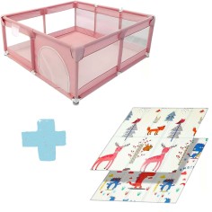 Laufgitter/ Laufstall + Spielmatte, Rosa (120 x 120 cm)