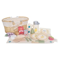 Picknick Korb mit Lebensmittel aus Holz - 28-Teilig