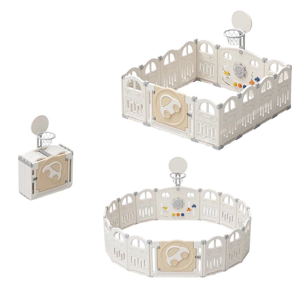 klappbares Laufgitter/ Laufstall & Spielplatz, Beige, 150 x 150 cm