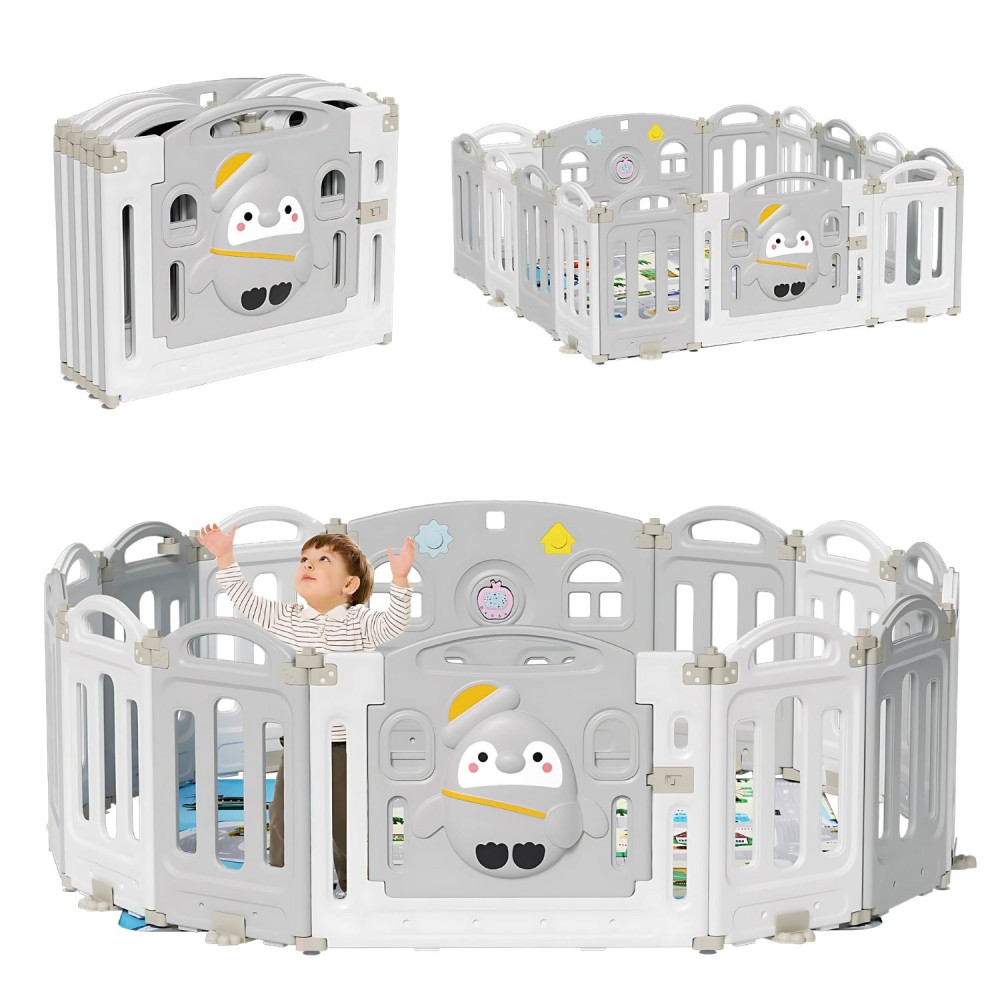 klappbares Laufgitter/ Laufstall & Spielplatz, Pinguin, 150 x 150 cm