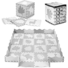 Spielmatte Puzzle aus Eva-Schaumstoff, 16 Teile je 30 x 30 cm, Safari