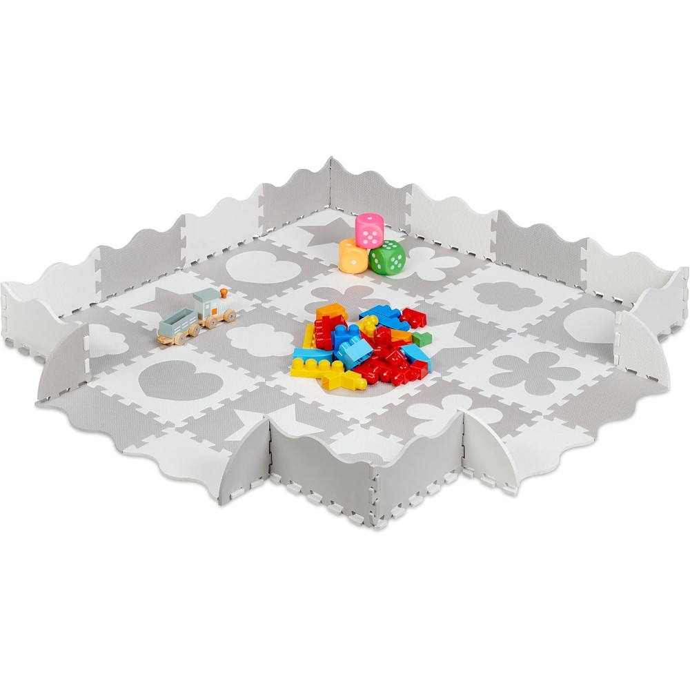 Spielmatte Puzzle aus Eva-Schaumstoff, 52 Teile je 30 x 30 cm, Grau