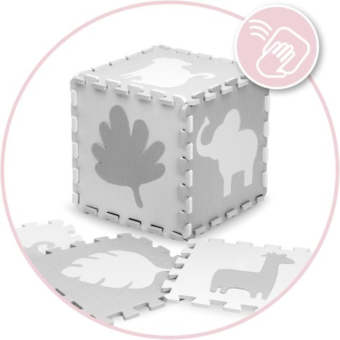 Spielmatte Puzzle aus Eva-Schaumstoff, 52 Teile je 30 x 30 cm, Grau