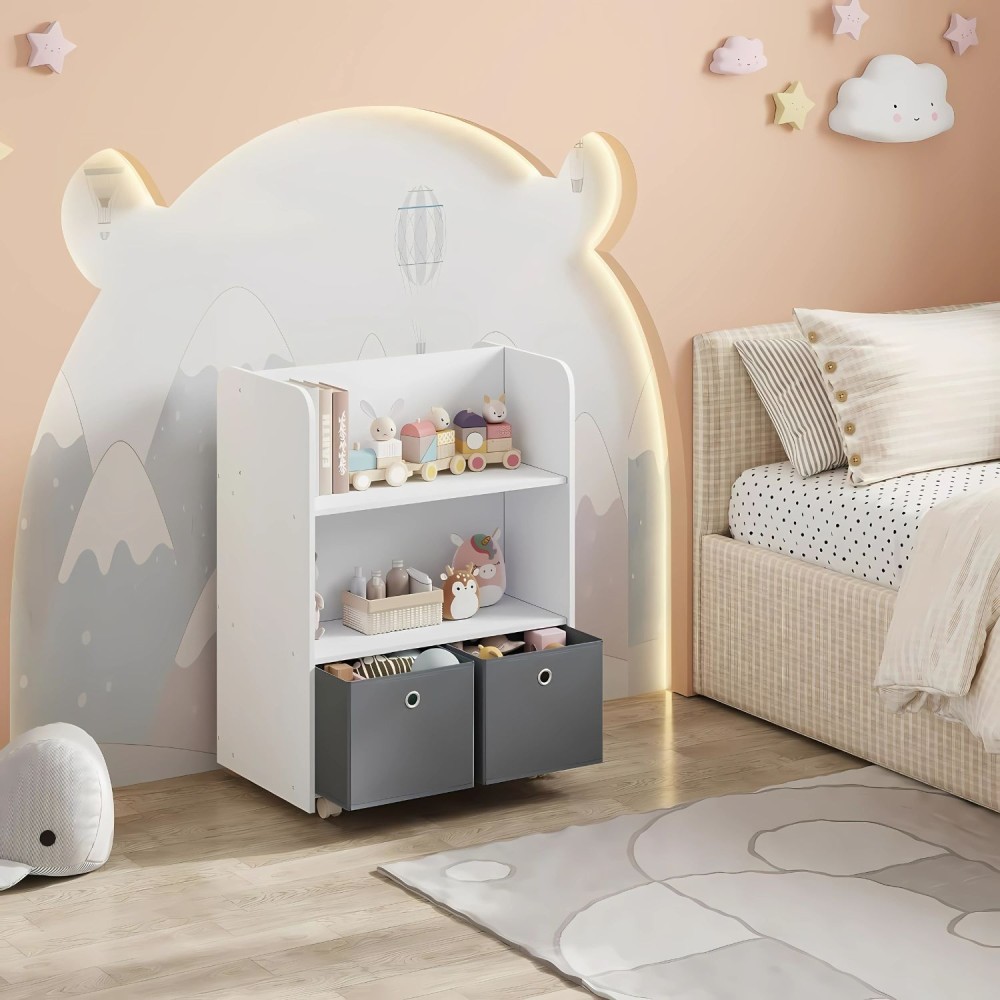 2-in-1 Bücherregal & Spielzeugregal