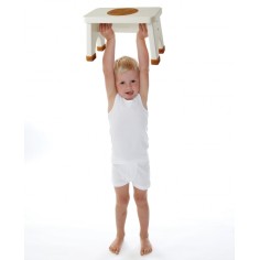 Hevea Kinderhocker aus Kautschukbaumholz - Weiss