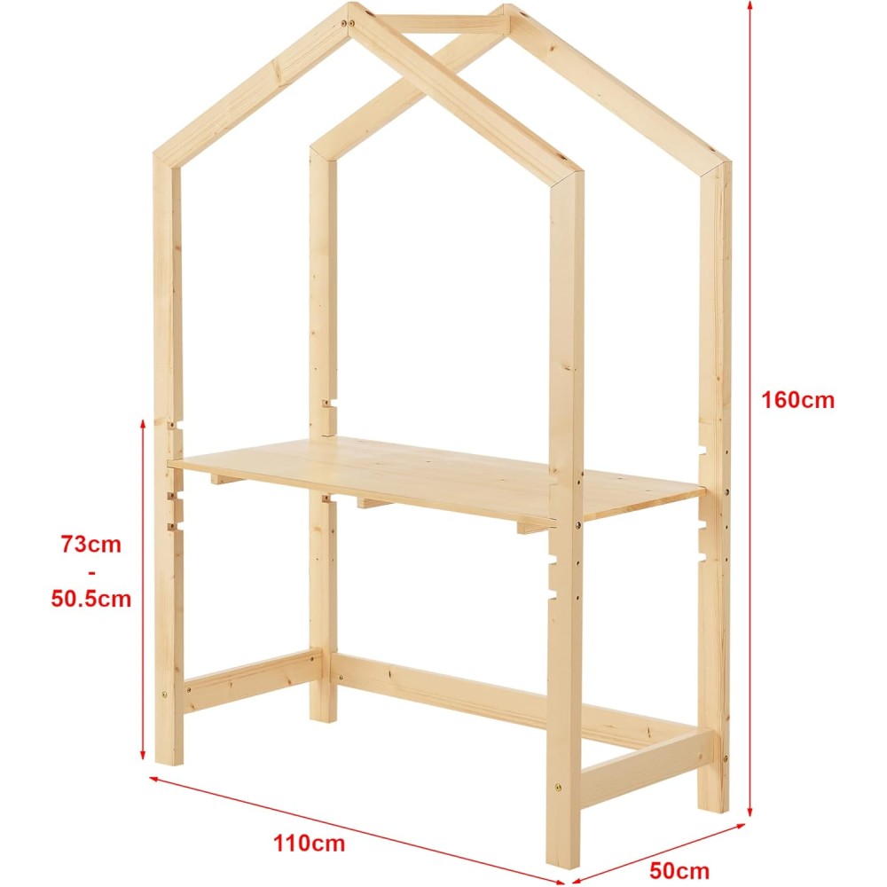 Kinder Schreibtisch, Naturholz, 4-stufig höhenverstellbar