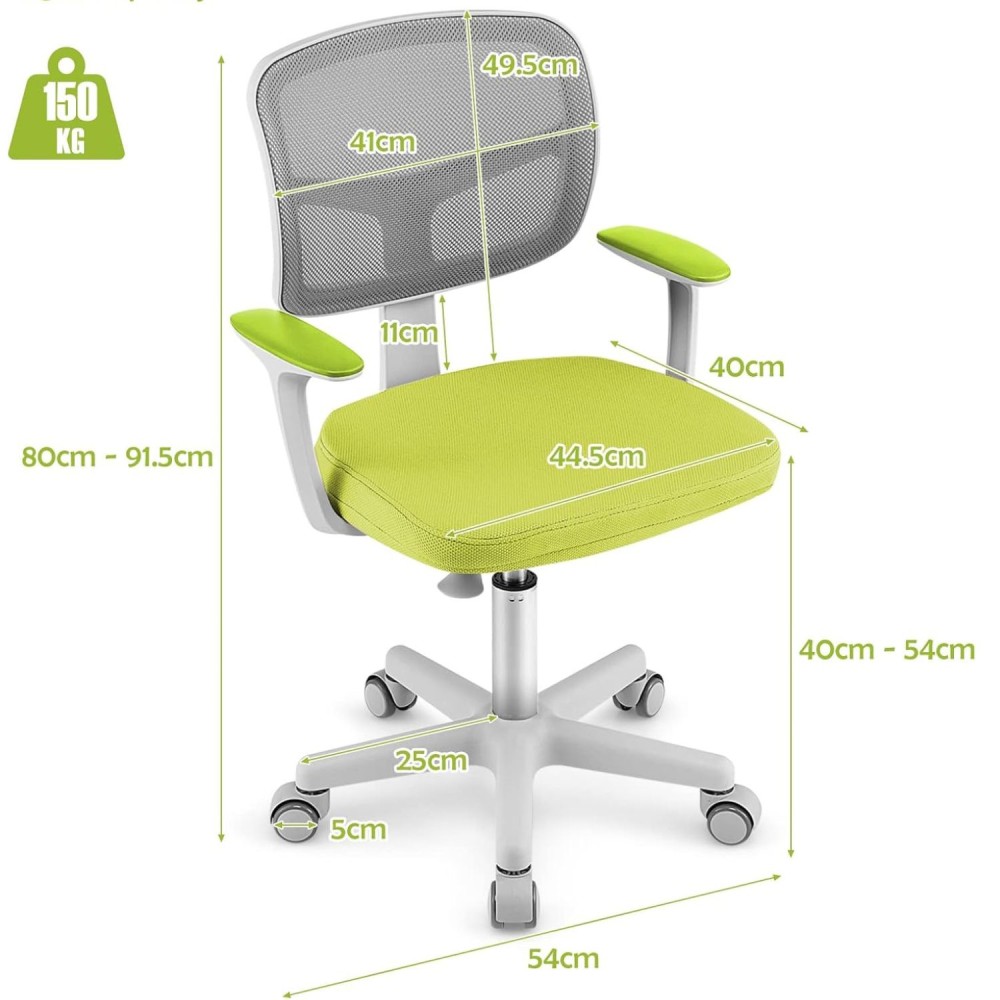 Kinderbürostuhl Ergo, Mesh Grün