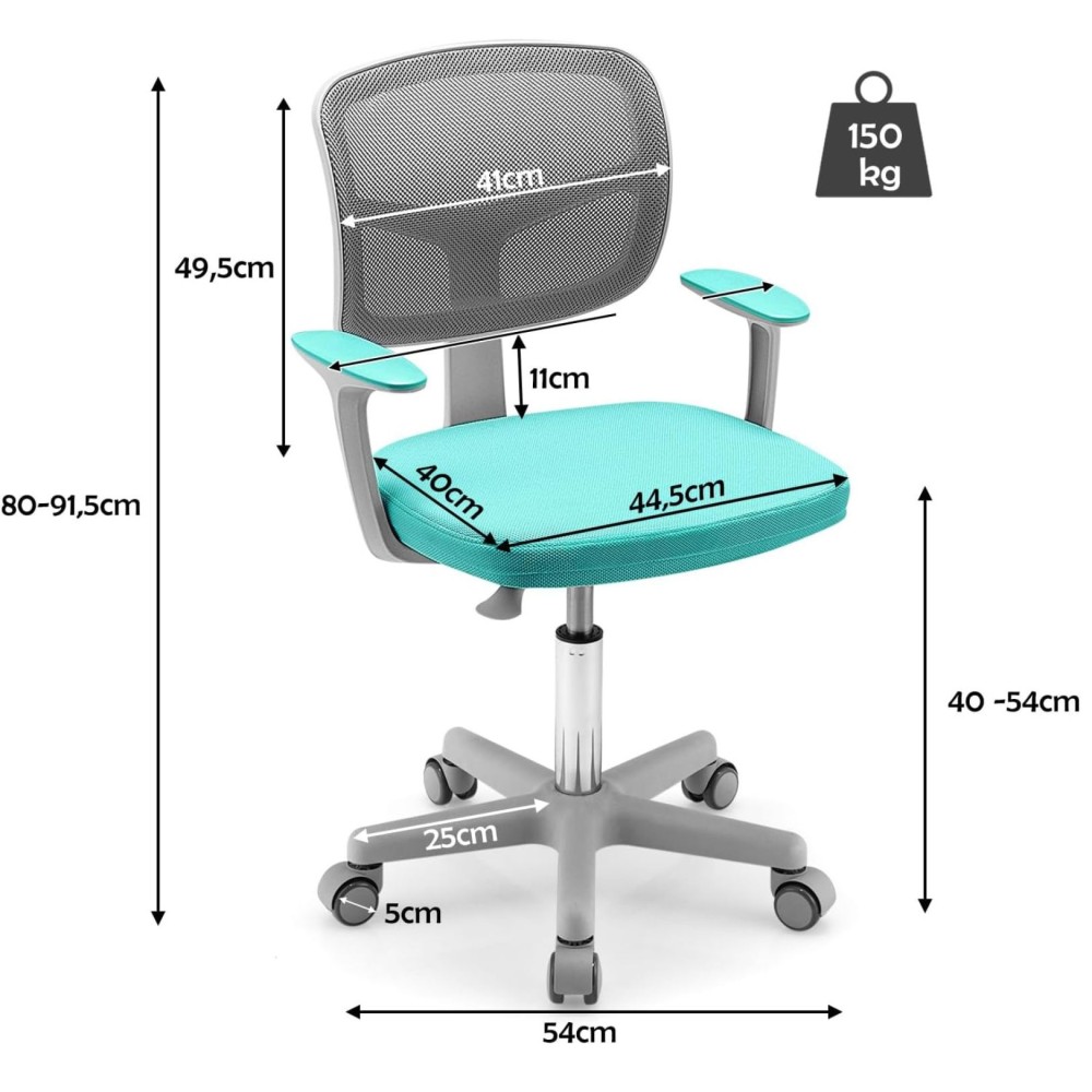 Kinderbürostuhl Ergo, Mesh Türkis