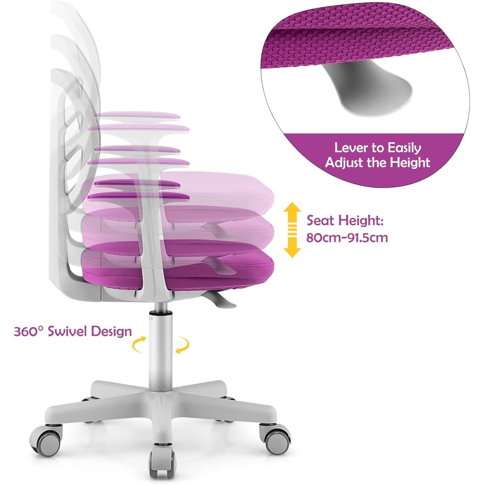 Kinderbürostuhl Ergo, Mesh Rosa