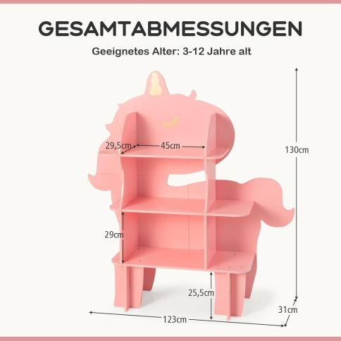 Kinder Bücherregal, Spielzeugregal, Einhorn