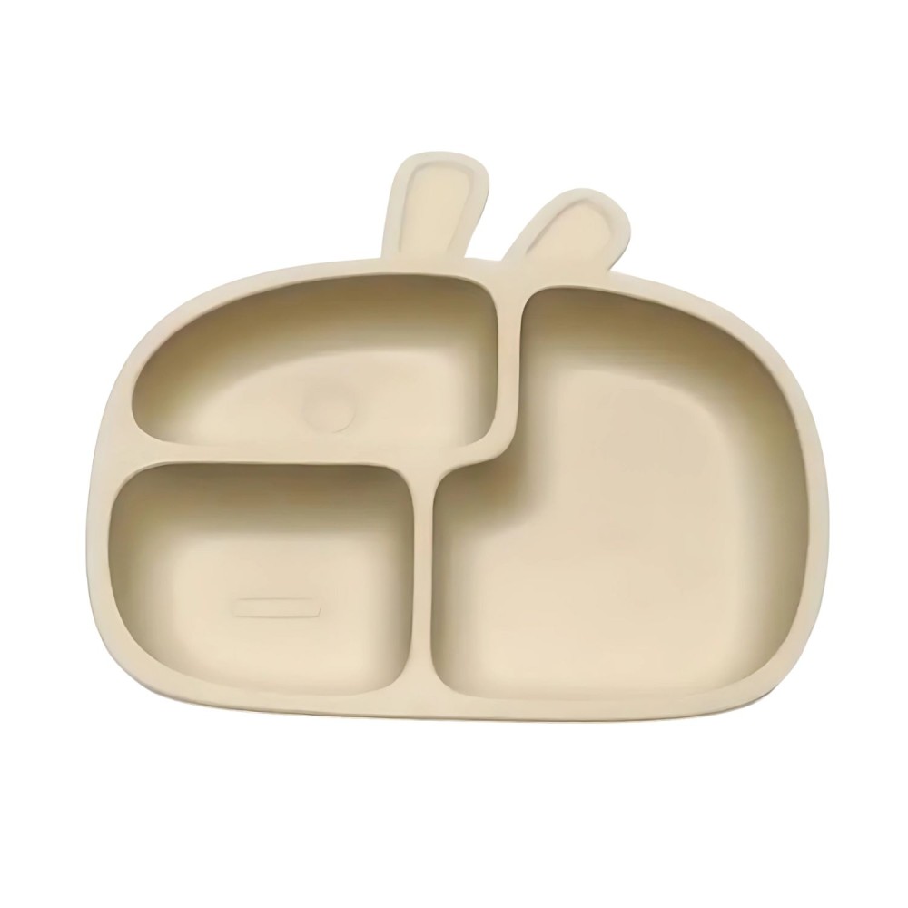 Silikon Teller mit Saugknöpfen, Kaninchen - Beige