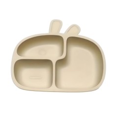 Silikon Teller mit Saugknöpfen, Kaninchen - Beige